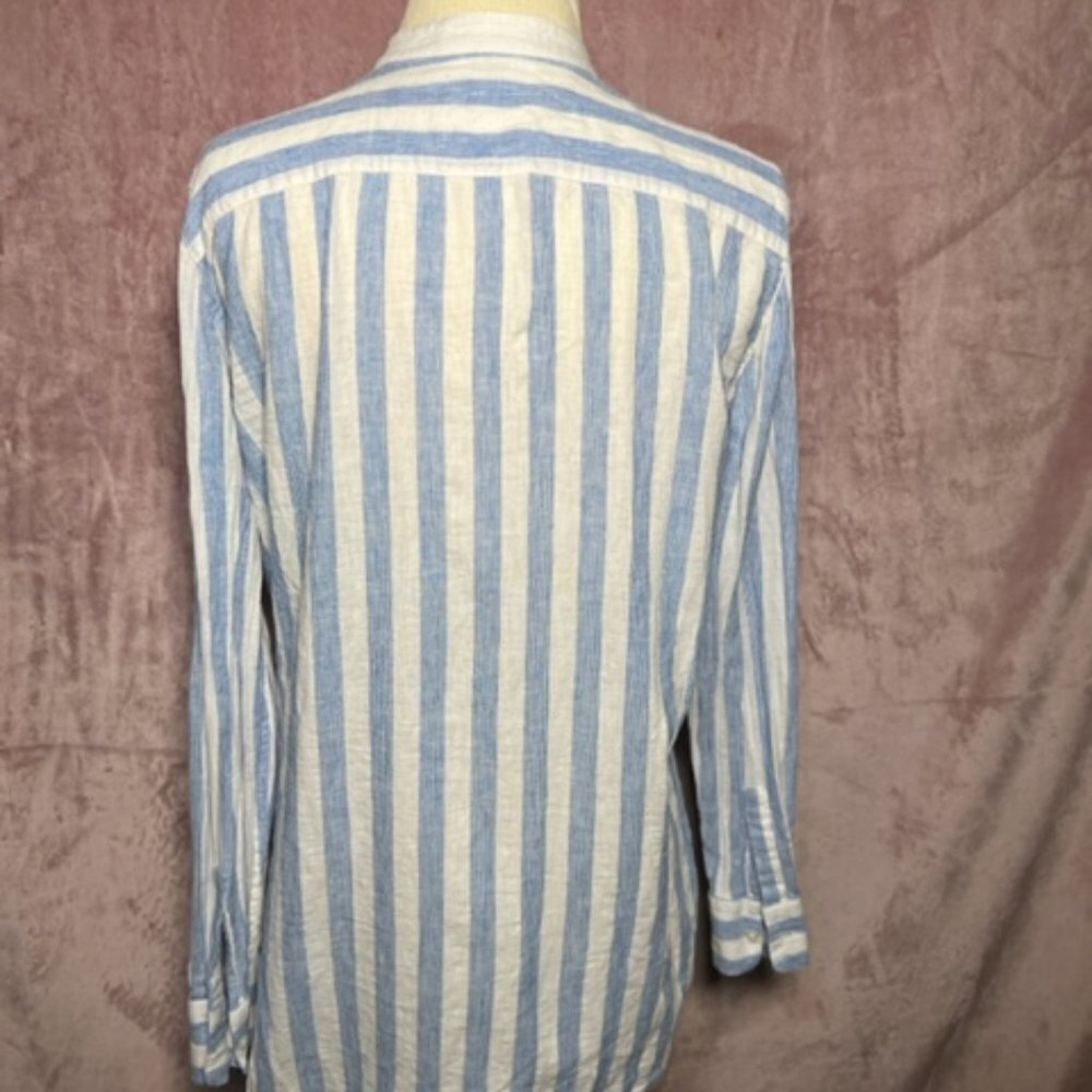 Chaps Womens Blue And White Striped Button Down Long Sleeve Shirt Size Small - Picture 5 of 8